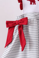 Maroon Alabama embroidery stripe ruffle pants set