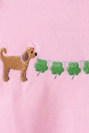 Pink puppy clover embroidery ruffle top