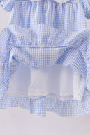 Blue Gingham Lace Ruffle Dress