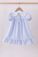 Blue Gingham Lace Ruffle Dress