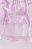 Purple Gingham Lace Ruffle Dress
