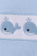 Blue Whale Embroidered Shorts Set