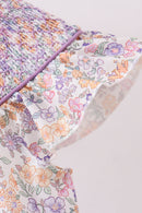 Purple Floral Smocked Dress