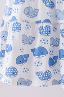 Blue whale smocked ruffle mom&me dress