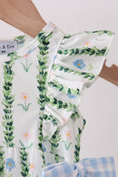 Green Floral Ruffle Bubble