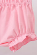 Pink character smocked ruffle bloomer set