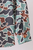 Camouflage puppy hunting embroidery button shirt