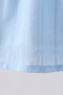 Blue floral smocked jacquard ruffle dress