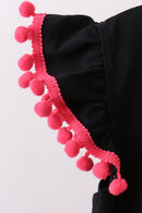Black let's go girl boots leopard ruffle shorts set