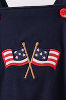 Navy flag applique gingham ruffle bubble