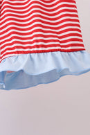 Blue god bless America flag french knot ruffle shorts set