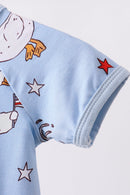 Blue goose flag print bamboo romper
