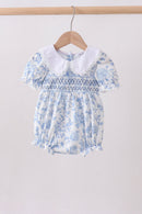 Blue rose smocked bubble
