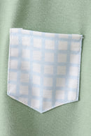 Green pocket plaid shorts set