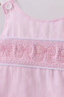 Pink bow smocked bloomer set