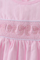 Pink bow smocked ruffle dress