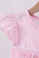 Pink bow smocked ruffle dress