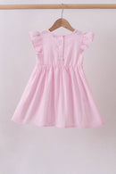 Pink bow smocked ruffle dress