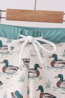 Sage duck print swim trunks