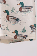 Sage duck print swim trunks