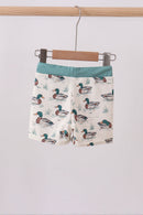 Sage duck print swim trunks