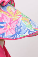Tropical floral ruffle bow bonnet