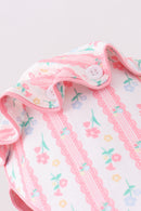 Blush floral ruffle bow bonnet