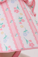 Blush floral ruffle bow bonnet