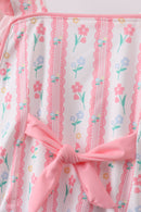 Blush floral print ruffle bow swimsuit