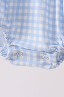 Blue tool smocked gingham bubble