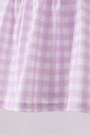 Purple floral embroidery gingham bloomer set