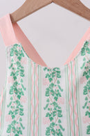 Green floral stripe pocket dress