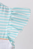 Mint marine creature smocked stripe ruffle dress