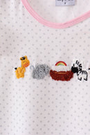 Pink Noah's Ark french knot ruffle shorts set