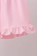 Pink Noah's Ark french knot ruffle shorts set