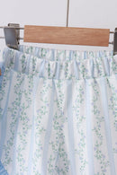 Blue character applique ruffle shorts set