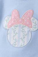Blue character applique ruffle dress