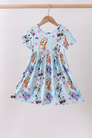 Blue character floral bamboo dress