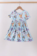 Blue character floral bamboo dress