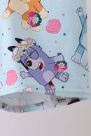 Blue character floral bamboo pajama set