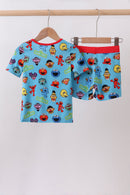 Blue character bamboo pajama set