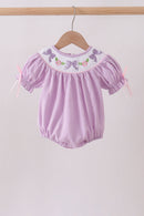 Lavender Smocked Embroidered Bow Jacquard Bubble