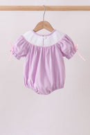 Lavender Smocked Embroidered Bow Jacquard Bubble