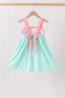 Green Marine Embroidered Jacquard Dress