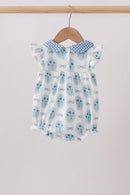 Blue Retro Floral Bubble