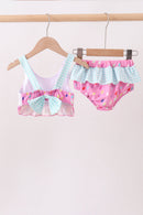 Hot Pink Umbrella Embroidered UPF Swim Set