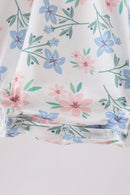 Blue Floral Smocked Ruffle Bubble