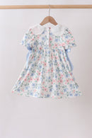Blue Floral Smocked Dress
