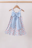 Blue Floral Bow Dress