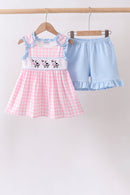 Pink Cow Embroidered Set